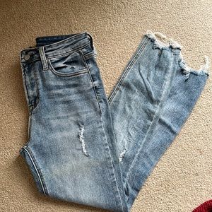 Distressed High Waisted Jeans Skinny Ankle Fit Size 2